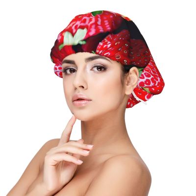 DRTGEDS Fresh Strawberry Bonnet for Sleeping Adults Satin Sleeping Cap for Sleeping Men Women for Curly Hair