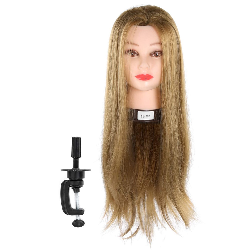 Mannequin Head with Hair, 25.6in Mannequin Head Human Hair, Cosmetology Doll Head for Hair Styling, Hair Styling Set, for Training Practice Braiding, Weaving, Designing