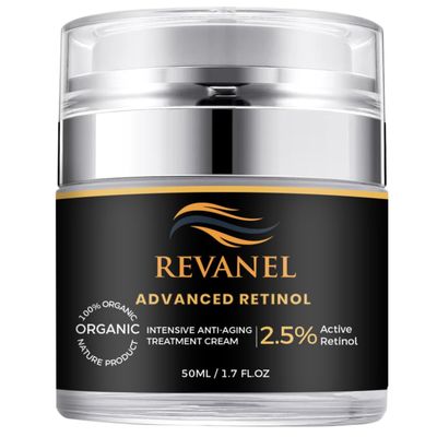 Advanced Retinol 100% Organic Intensive Anti-Aging Treatment Cream  2.5% Active Retinol Moisturizer for Face & Neck, Reduces Wrinkles, Improves Skin Texture and Firmness 50ml / 1.7 fl. oz. (1)