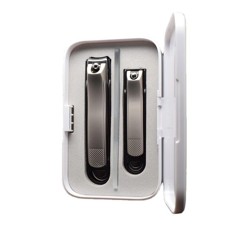 Anti Splash Nail Clipper Set, Stainless Steel, Ultra Sharp, Sturdy, Nano Glass Files, Magnetic Boxes, Silver Black