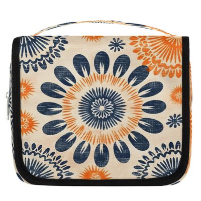 Hsnar Ethnic Mandala Flower Travel Toiletry Bag with Hanging Hook Waterproof Cosmetic Bag Makeup Organizer Travel Containers for Toiletries