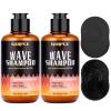2PCS Wash Shampoo for Black Men - 360 Waves Shampoo for Men Hydration Enhance Shampoos Biotin Hair Growth Shampoos with Wave Comb Hair Brush- Strengthens Hair Promote Growth Nourishes (12 FL OZ) view 1