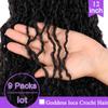 ZRQ 12 Inch Micro Goddess Locs Crochet Hair Synthetic Boho MicroLocs With Curly Ends Pre-looped Goddess Faux Locs Crochet Braids Extensions 12'',1B view 4