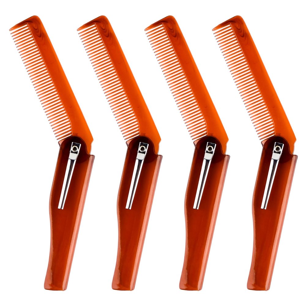 4-in-1 Folding Beard & Mustache Comb for Men, Best Pocket Folding Comb for Moustaches and Short Beards for Men Travel Fine Tooth Hair Combs for Everyday Grooming Styling