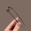 2pcs U Shape French Hairpin with Crystal Bow Woman Elegant Metal Hair Chopsticks for Thick Long Hair Bun Hair Accessory, 12.3cm view 2