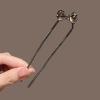 2pcs U Shape French Hairpin with Crystal Bow Woman Elegant Metal Hair Chopsticks for Thick Long Hair Bun Hair Accessory, 12.3cm view 4