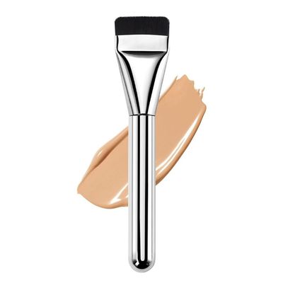 1 Count Flat Foundation Brush for Liquid makeup, Ultra Thin Face Makeup Flat Brush, Makeup Brush for Blending Mask Cream, Base Brush ToolsSilver)