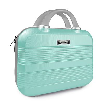 14" Portable Hard Shell Makeup Travel Case - Stylish PC+ABS Cosmetic Organizer for Women - Scratch-Resistant, Elastic Strap, Mini Suitcase - Perfect for Romantic GiftsOpal Green