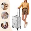 Eleeferri Rolling Makeup Train Case, Rolling Trolley Cosmetic Case, Portable Manicure Storage Case, Jewelry Travel Cosmetic Train Case with 4 Wheels for Manicurists Makeup Artists (Silver) view 2