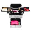 Eleeferri Rolling Makeup Train Case, Rolling Trolley Cosmetic Case, Portable Manicure Storage Case, Jewelry Travel Cosmetic Train Case with 4 Wheels for Manicurists Makeup Artists (Silver) view 4