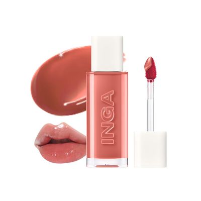 INGA Water Glow Lip Tint | Hydrating, Glossy Korean Lip Tint with Sheer Color & Glass-Like Shine | Long-Lasting, Non-Sticky Korean Lip Stain (NUDE GINGER)
