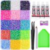 Canvalite 18000PCS Nail Rhinestones for Crafting, Multicolor 3mm Flatback Rainbow Gems, Bedazzling Crystal with 4Pcs 2.5g Jewelry Glue for DIY Crafts Clothing Shoes Nail Art,Stocking Stuffers Gifts view 1
