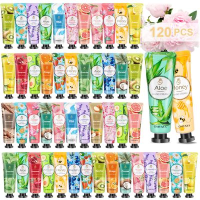 KIYTARBOO 120 Pack Hand Cream Gift Set, Travel Size Lotion, Mini Hand Creams, Teacher Appreciation Gifts, Hand Cream for Dry Cracked Hands, Bulk Christmas Gifts for Coworkers Adults Women Nurse