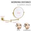 MFQJJRRMI 8 Inch Wall Mounted Double Sided Makeup Mirrors Magnifying Extend Sturdy Adjustable Bathroom Vanity Mirrors(Gold,10X) view 2