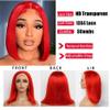 13x4 HD Transparent Blunt Cut Bob Wigs - Human Hair Lace Front - Wear and Go, Glueless, Pre Plucked, Natural Hairline - Red Lace Frontal Bob Wigs for Women view 4