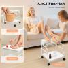 Liffshsy Footbath Spa Portable Trolley, Foot Rest Pedicure Manicure Footbath with Wheels, Funiture Massage Table Salon Supplies Beauty Salon Nail Cart, White/Coffee (White) view 4