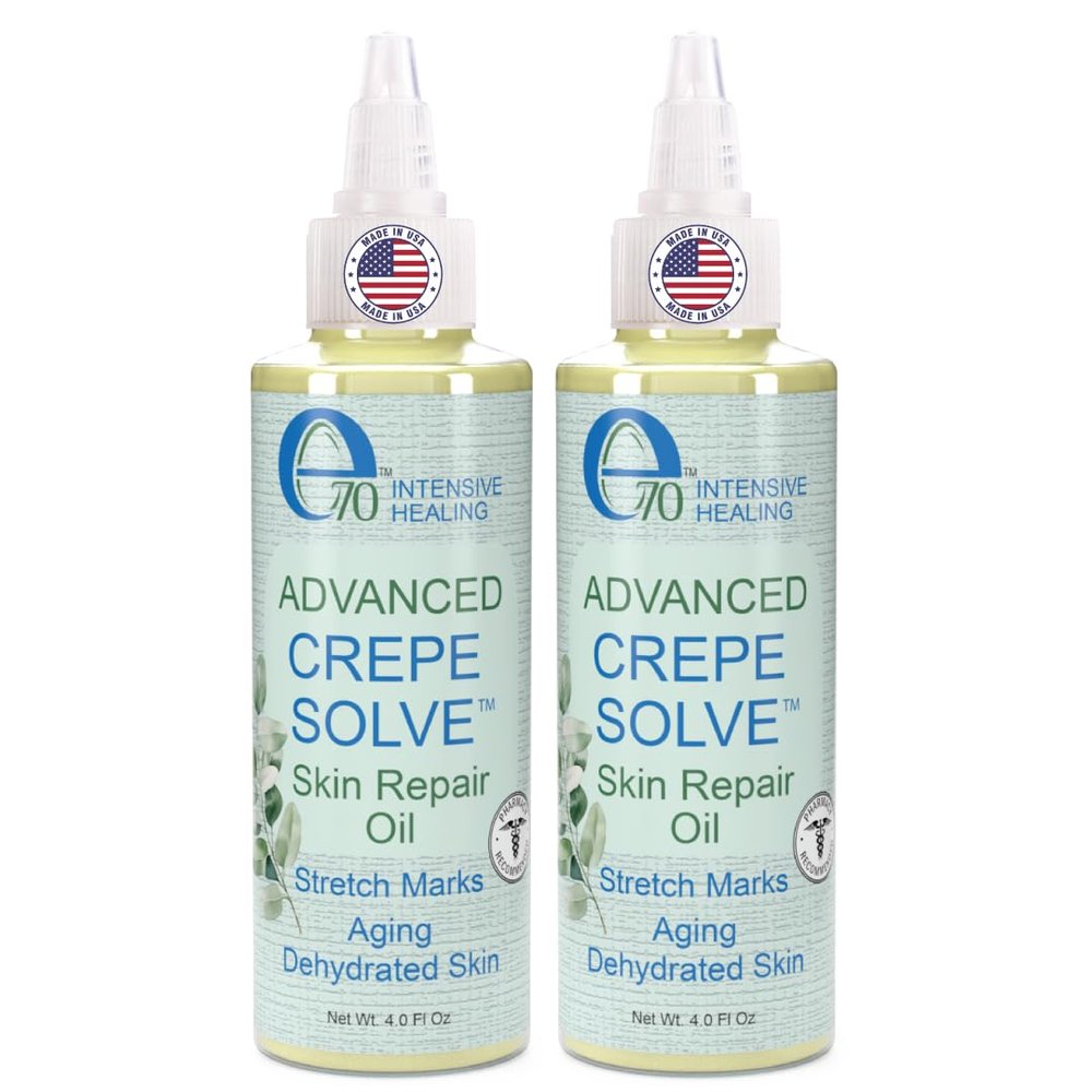 e70 Advanced Firming Oil Crepe Skin (2 Pk, 4 Fl Oz each) - Made with Natural Oils, Licorice Root & Chamomile Extract - Moisturizing Crepey Skin Tightening and Firming Oil, Made in USA