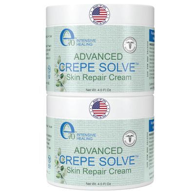 e70 Crepe Skin Erase Cream Set (2 Pk, 4 Fl Oz each) - with Natural Oils, Licorice Root & Chamomile Extract - Crepey Skin Tightening and Firming Body Cream, Made in USA