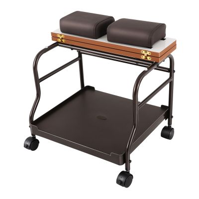 Liffshsy Footbath Spa Portable Trolley, Foot Rest Pedicure Manicure Footbath with Wheels, Funiture Massage Table Salon Supplies Beauty Salon Nail Cart, White/Coffee (Coffee)
