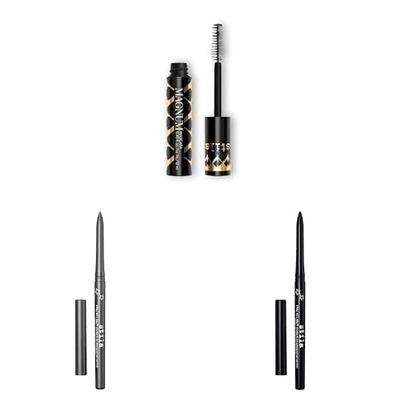 Bundle of stila Magnum XXX Lash Mascara Black (1) + Stay All Day Smudge & Set Waterproof Gel Eye Liner, Smooth Glide Eyeliner Pencil or Eyeshadow Silver Lining (1) & Stingray Black (1)