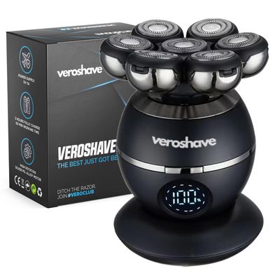 Veroshave 7-Blade Bald Head Shaver for Men - Cordless Hair Shaver for Men Bald, Rechargeable Head Trimmer for Men Bald Head, Mess-Free & Full-Shave Travel-Friendly Grooming Kit with Curved Blades