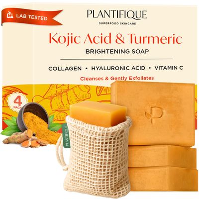 PLANTIFIQUE Kojic Acid & Turmeric Soap for Dark Spots & Hyperpigmentation