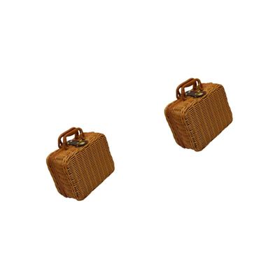 2 Pcs Suitcase Cosmetic Organizer Woven Makeup Organizer Woven Cosmetics Case Portable Cosmetics Case/682