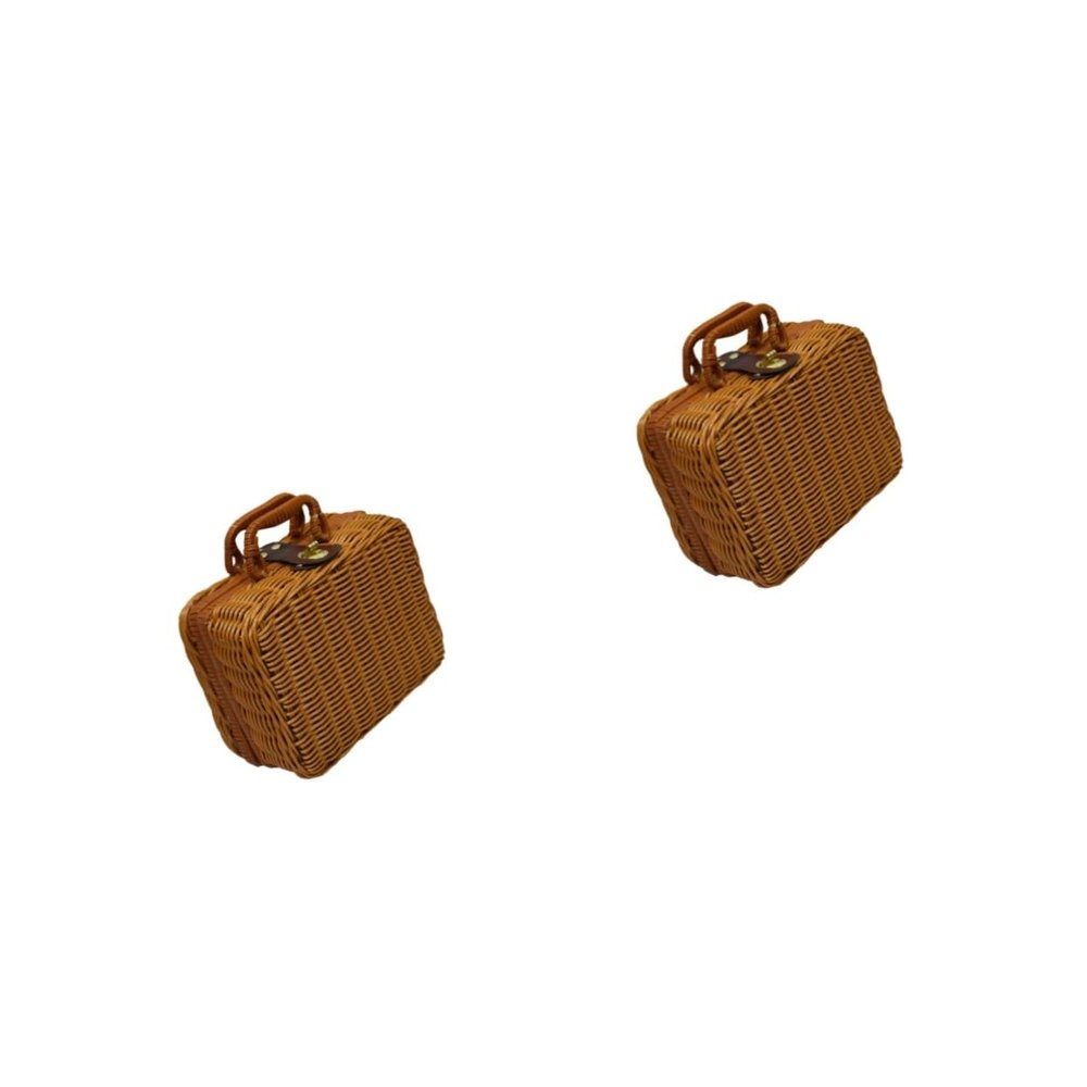 2 Pcs Suitcase Cosmetic Organizer Woven Makeup Organizer Woven Cosmetics Case Portable Cosmetics Case/682