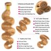 10 12 14 Inch Color 27 Human Hair Bundles Honey Blonde Body Wave Bundles Double Weft Honey Blonde Human Hair Bundle Hair Weave Brazilian Virgin Remy Hair Extensions view 4
