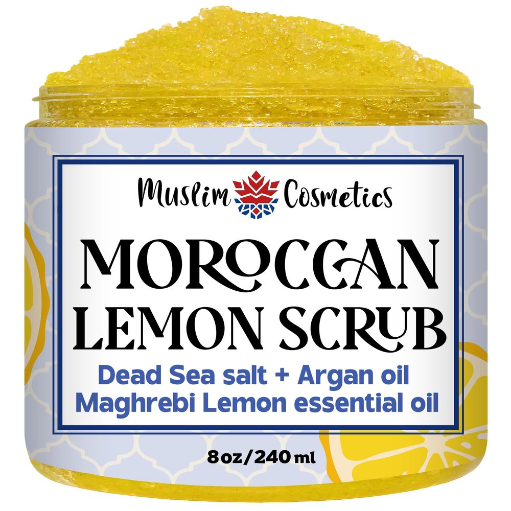 Moroccan Lemon Dead Sea Salt Scrub | Face & Body | Non clogging | Argan oil | Natural exfoliator || Made in Canada - Muslim Cosmetics - Moroccan Lemon Scrub (8oz (240ml))