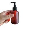120ml/4oz Amber Frosted Glass Pump Bottles Soap Dispenser with Black Pump Head Cosmetic Make-up Cream Lotion Sample Packing Storage Container Vial for Emulsion Essence Portable Travel Bottle view 4