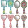 Threehoney 4 Pcs Diamond Painting Mirror Handheld Kits Valentine Christmas Art Gifts Compact Decorate Your Own Mirror for Hand DIY Crafts view 1