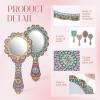 Threehoney 4 Pcs Diamond Painting Mirror Handheld Kits Valentine Christmas Art Gifts Compact Decorate Your Own Mirror for Hand DIY Crafts view 3