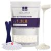 BLITZWAX Hair Removal Hard Wax Beads Unscented 1.3lb Waxing Beans Kit with 30 Nose Waxing Sticks for Sensitive Skin, Face, Back, Body, Brazilian and Coarse Hair, Home Wax Pearls for Men Women, White view 1