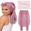 AWAYTR 100% Mulberry Silk Bonnet - Long Hair Cap for Sleeping Tie Band Bonnet for Braids Curly Hair (Rose Gold) view 1
