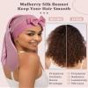 AWAYTR 100% Mulberry Silk Bonnet - Long Hair Cap for Sleeping Tie Band Bonnet for Braids Curly Hair (Rose Gold) view 2