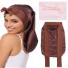 AWAYTR 100% Mulberry Silk Bonnet - Long Hair Cap for Sleeping Tie Band Bonnet for Braids Curly Hair (Brown) view 1