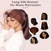 AWAYTR 100% Mulberry Silk Bonnet - Long Hair Cap for Sleeping Tie Band Bonnet for Braids Curly Hair (Brown) view 3