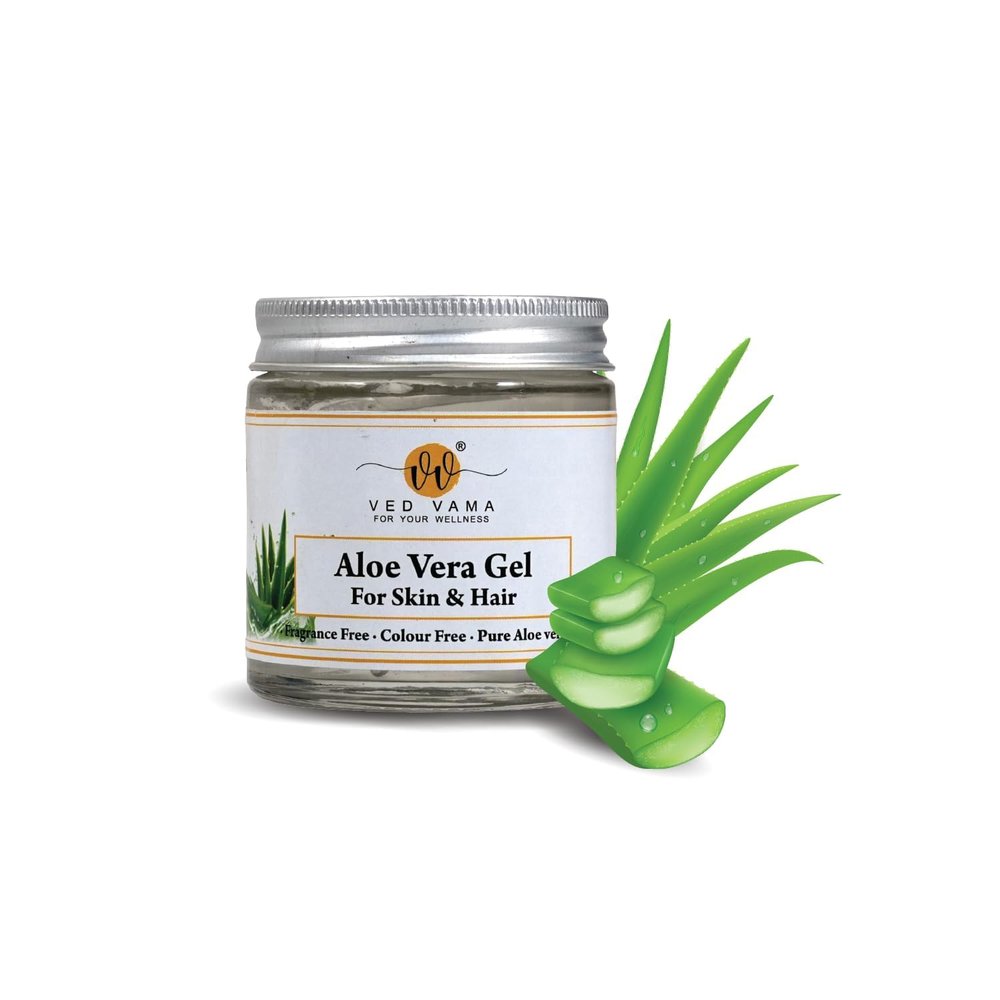 Organic Pure Aloe Vera Gel, 99% Aloe Vera Juice, Skin Moisturiser, Soothes Scalp, Treats Rashes, Heals Sunburn, Prevents Acne, Chemical-Free, Vegan, Hydrates and Nourishes Skin, for All Skin Types