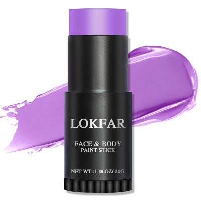 LOKFAR Purple Face Body Paint Stick, Eye Black Stick for Sports, Waterproof Full-Coverage Purple Face Makeup for Halloween Ursula Witch Cheshire Cat Cosplay Makeup