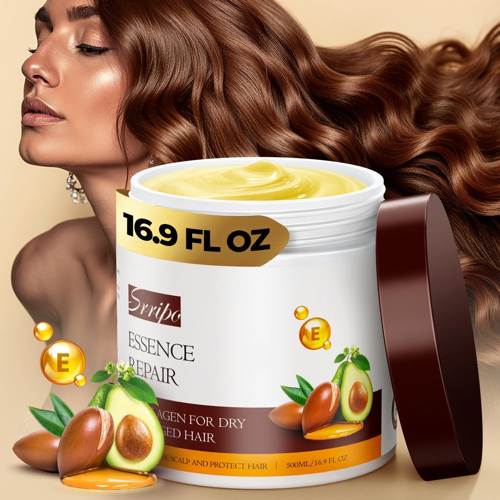Collagen Hair Mask for Deep Conditioning, Keratin Hair Treatment with 4 Hydrolyzed Proteins, Moroccan & Avocado Oils Conditioner for Nourish, Calendula Gentian Extracts Care Dry & Damaged Hair 6.76 OZ