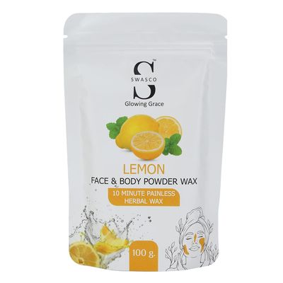 Face and Body Herbal Organic Wax Powder for Hair Removal 100g | 10 Minutes Painless Face and Body Hair Removal Powder for Women and Men | Wax Powder Chemical-Free (LEMON)