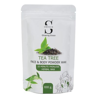 Face and Body Herbal Organic Wax Powder for Hair Removal 100g | 10 Minutes Painless Face and Body Hair Removal Powder for Women and Men | Wax Powder Chemical-Free (TEA TREE)