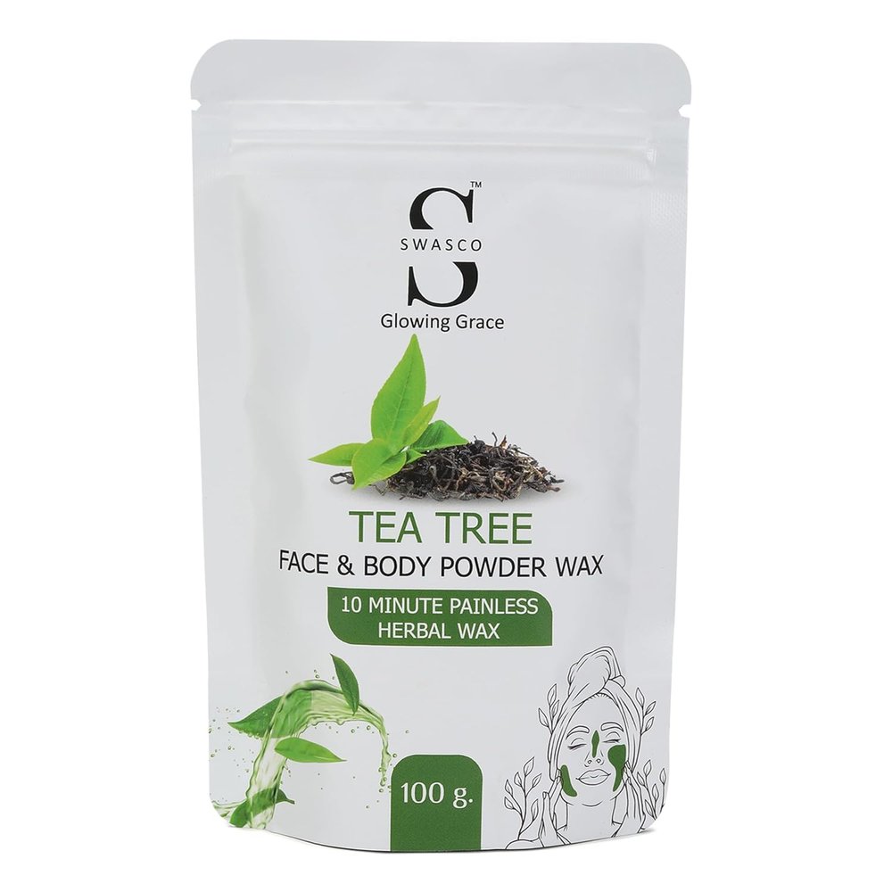 Face and Body Herbal Organic Wax Powder for Hair Removal 100g | 10 Minutes Painless Face and Body Hair Removal Powder for Women and Men | Wax Powder Chemical-Free (TEA TREE)