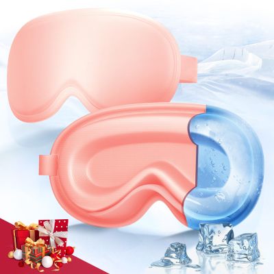 3D Cooling Gel Eye Mask - Reusable Cold Sleep Mask, Eyes Ice Pack with Hot & Cold Compress Therapy for Puffiness, Dark Circles, Dry Eyes, Headaches and Stress Relief (Pink,1 Pack)