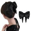KXF Silky Satin Bow Hair Claw Clip French Barrette with Rhinestone Soft Bow Knot Ribbon Hairpin for Women view 1