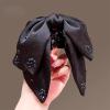 KXF Silky Satin Bow Hair Claw Clip French Barrette with Rhinestone Soft Bow Knot Ribbon Hairpin for Women view 4