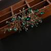 Asphinien Handmade Vintage Crystal Wedding Hair Combs Bride Bridesmaid Ruby Sapphire Emerald Crystal Headband with Comb for Wedding Bridal Side Combs for Women (Green) view 2