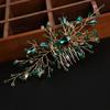 Asphinien Handmade Vintage Crystal Wedding Hair Combs Bride Bridesmaid Ruby Sapphire Emerald Crystal Headband with Comb for Wedding Bridal Side Combs for Women (Green) view 3