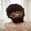 Asphinien Handmade Vintage Crystal Wedding Hair Combs Bride Bridesmaid Ruby Sapphire Emerald Crystal Headband with Comb for Wedding Bridal Side Combs for Women (Pink) view 3